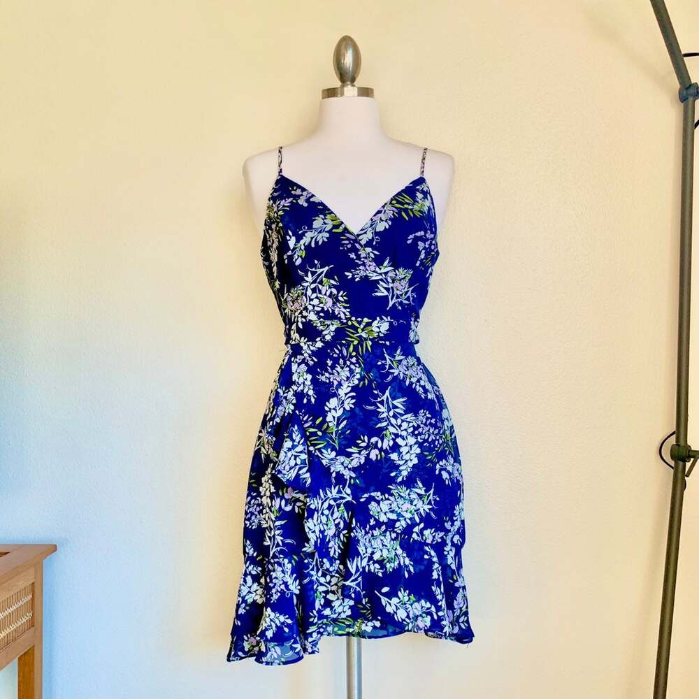 B. Smart Floral Faux Wrap mini dress